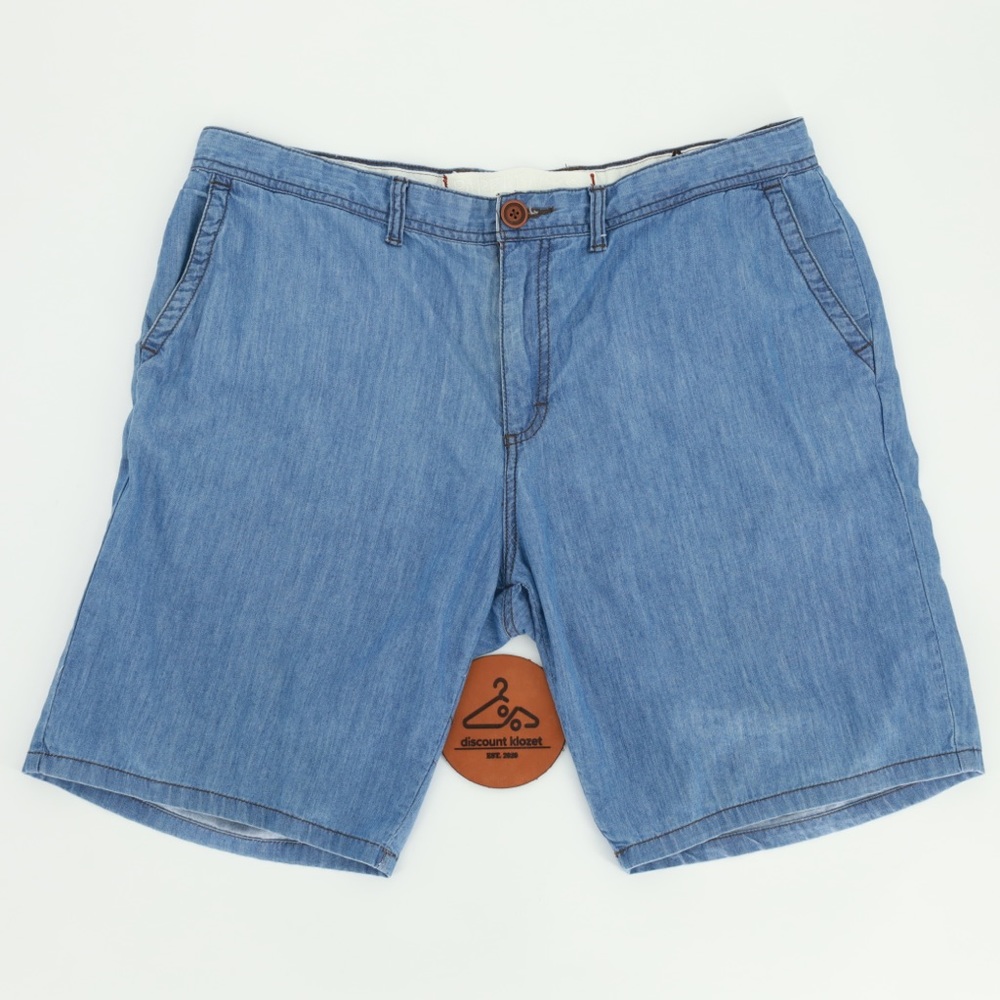 Paperbacks Mens Light Wash Denim Chambray Shorts Size 36 Cotton‎ Casual